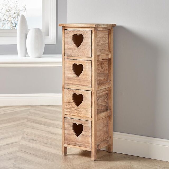 Home Source 4 Drawer Chest Wooden Storage Organiser Bedside Fully Assembled in Natural - image 1