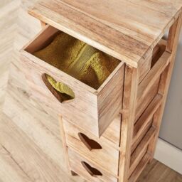 Home Source 4 Drawer Chest Wooden Storage Organiser Bedside Fully Assembled in Natural - thumbnail 2