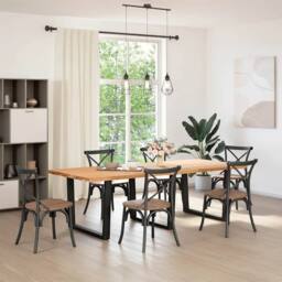Berkfield Home Dining Table Legs V-Shape 3 pcs Black 100x(72-73.3) cm Steel - thumbnail 1