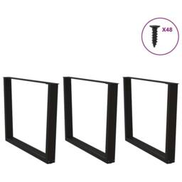 Berkfield Home Dining Table Legs V-Shape 3 pcs Black 100x(72-73.3) cm Steel - thumbnail 3