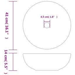 Berkfield Home Countertop Basin Black Round Œ¶41x14 cm Ceramic - Size: 41x14 cm - thumbnail 6