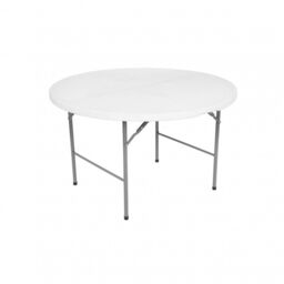 Oypla 4ft Round Folding Trestle Table in White - thumbnail 2