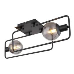 Netlighting Blama Multi Arm Semi Flush Ceiling Lamp Black Smoke Glass Shade 2x E14