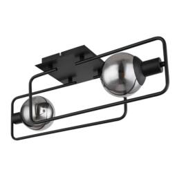 Netlighting Blama Multi Arm Semi Flush Ceiling Lamp Black Smoke Glass Shade 2x E14 - thumbnail 2