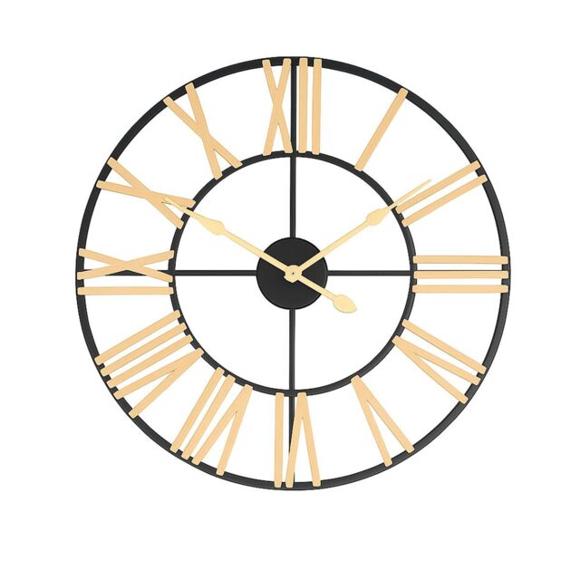 Melody Maison Black & Gold Large Skeleton Wall Clock 60cm X 60cm - Size: 60 cm X 60 cm - image 1