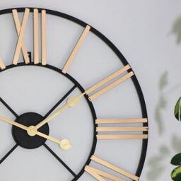 Melody Maison Black & Gold Large Skeleton Wall Clock 60cm X 60cm - Size: 60 cm X 60 cm - thumbnail 6