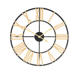 Melody Maison Black & Gold Large Skeleton Wall Clock 60cm X 60cm - Size: 60 cm X 60 cm