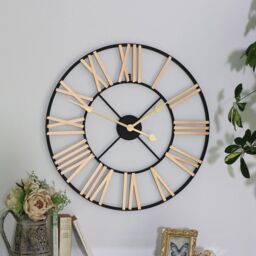 Melody Maison Black & Gold Large Skeleton Wall Clock 60cm X 60cm - Size: 60 cm X 60 cm - thumbnail 2
