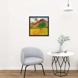 "Artery8 Wall Art Print Paul Gauguin Tahitian Landscape Cropped Square Framed Picture 16X16 Inch in Black - Size: W16"" x H16""" - thumbnail 2