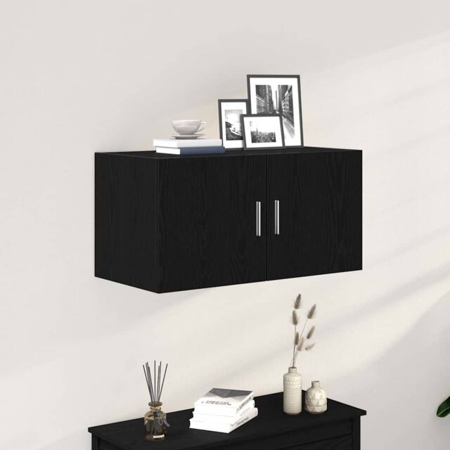 Berkfield Home Wall Cabinet Black Oak 80x39x40 cm Engineered Wood - Size: 80 x 39 x 40 cm - image 1