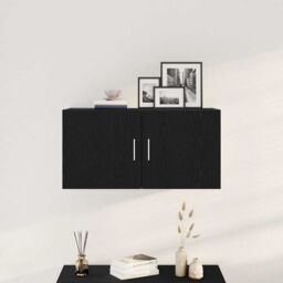 Berkfield Home Wall Cabinet Black Oak 80x39x40 cm Engineered Wood - Size: 80 x 39 x 40 cm - thumbnail 3
