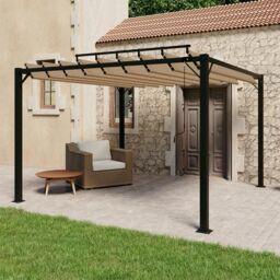 Berkfield Home Gazebo with Louvered Roof 3x3 m Taupe Fabric & Aluminium in Beige