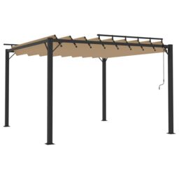 Berkfield Home Gazebo with Louvered Roof 3x3 m Taupe Fabric & Aluminium in Beige - thumbnail 2