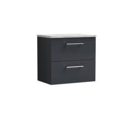 Balterley Level 600mm Wall Hung 2 Drawer Unit with Laminate Worktop - Dark Grey