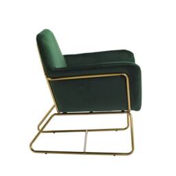 Wyld Haus Marseille Forest Green Velvet Armchair with Gold Legs - thumbnail 4