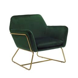 Wyld Haus Marseille Forest Green Velvet Armchair with Gold Legs - thumbnail 3