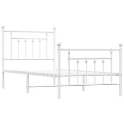 Berkfield Home Metal Bed Frame with Headboard & Footboard White 90x200 cm - thumbnail 1