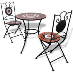 Berkfield Home 3 Piece Bistro Set Ceramic Tile Terracotta & White in Brown