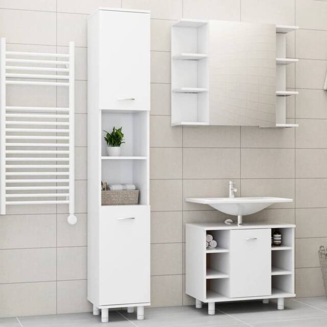 Berkfield Home 3 Piece Bathroom Furniture Set White Engineered Wood - image 1
