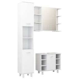Berkfield Home 3 Piece Bathroom Furniture Set White Engineered Wood - thumbnail 2