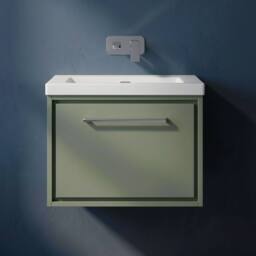 Balterley Bathroom 1 Soft-Close Drawer Wall Hung Fireclay Basin, Green, 600mm in Green - thumbnail 3