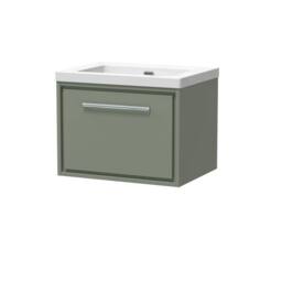 Balterley Bathroom 1 Soft-Close Drawer Wall Hung Fireclay Basin, Green, 600mm in Green - thumbnail 1