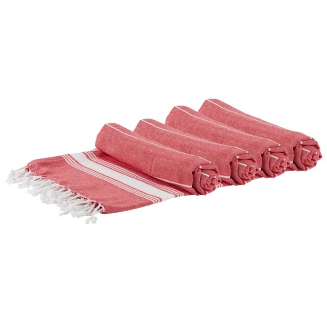 Nicola Spring 100% Cotton Bath Towel Turkish Style Hamman Beach Towel Sheet - 170 x 90cm (x4) in Red