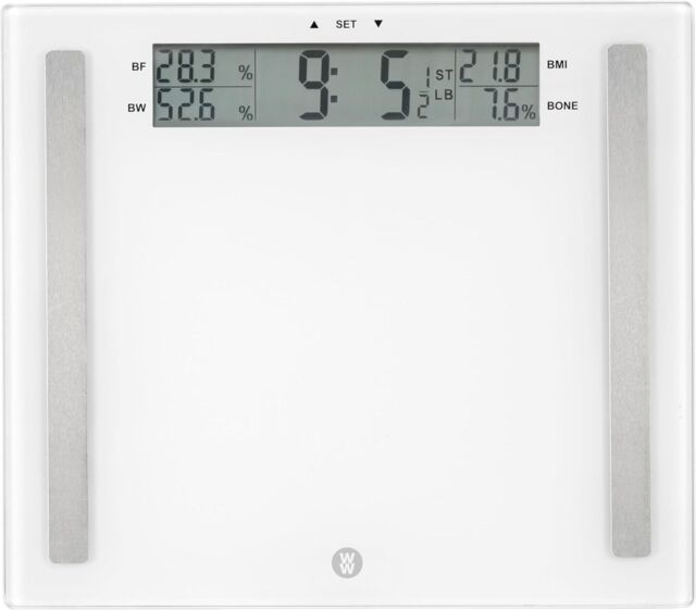 CONAIR Weight Watchers Extra Wide Bathroom Scale, Easy Read Display, Ultimate Accuracy Body Analyser 8937NU in Clear - image 1