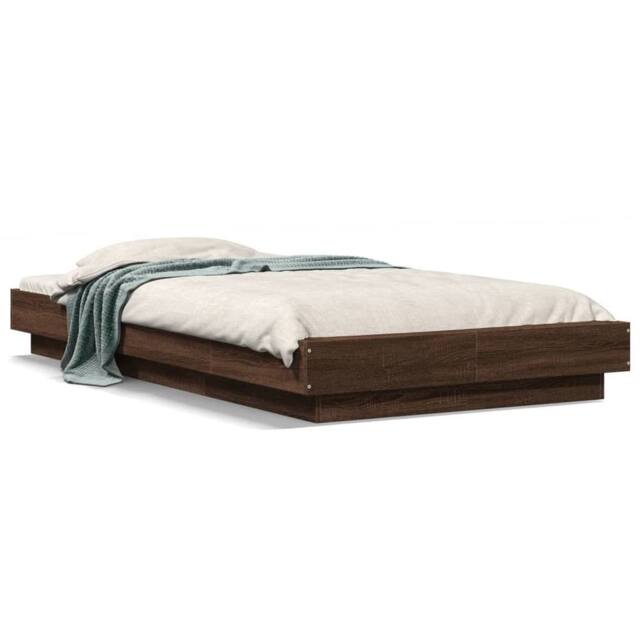 Berkfield Home Bed Frame with LED Lights without Mattress Brown Oak 75x190cm - Size: 75x190 cm - image 1
