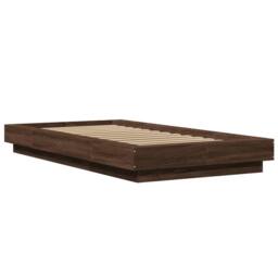 Berkfield Home Bed Frame with LED Lights without Mattress Brown Oak 75x190cm - Size: 75x190 cm - thumbnail 3