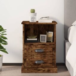 Berkfield Home Bedside Cabinet Smoked Oak 43x36x60 cm in Brown - Size: 43 x 36 x 60 cm - thumbnail 1