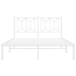 Berkfield Home Metal Bed Frame without Mattress with Headboard White 135x190cm - Size: 135x190 cm - thumbnail 4