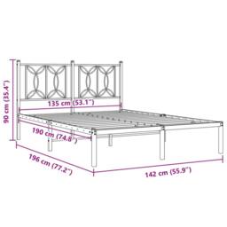Berkfield Home Metal Bed Frame without Mattress with Headboard White 135x190cm - Size: 135x190 cm - thumbnail 8