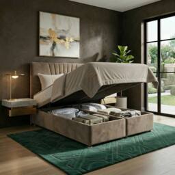 DS Living Vesper Mink Ottoman Bed in Brown - Size: Single - thumbnail 2