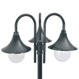 Berkfield Home Garden Post Light E27 220 cm Aluminium 3-Lantern Dark Green - thumbnail 1