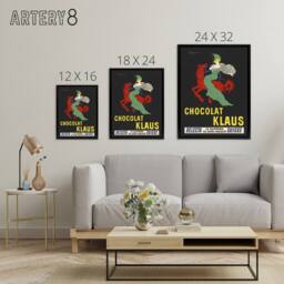 "Artery8 Klaus Chocolate Vintage Advert Framed Canvas Wall Art Print Cappiello in Black - Size: W18"" x H24""" - thumbnail 4
