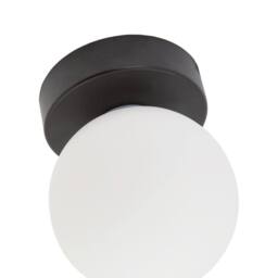Happy Homewares Modern Compact Bathroom Ceiling Light with Opal Glass Globe Shade in Black - thumbnail 3