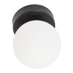Happy Homewares Modern Compact Bathroom Ceiling Light with Opal Glass Globe Shade in Black - thumbnail 5