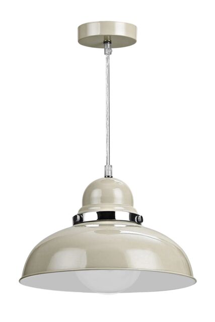 Orsina Blue Bowl Shaped Pendant Light, Nordic Style Ceiling Light with Chrome Detail, Smooth Metal Shade in Cream - image 1