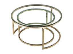 Vente-unique Nesting Coffee Tables In Tempered Glass & Stainless Steel - Gold in Clear - thumbnail 8