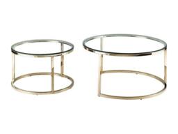 Vente-unique Nesting Coffee Tables In Tempered Glass & Stainless Steel - Gold in Clear - thumbnail 7