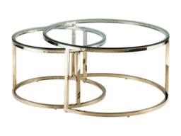 Vente-unique Nesting Coffee Tables In Tempered Glass & Stainless Steel - Gold in Clear - thumbnail 5