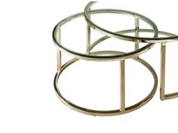 Vente-unique Nesting Coffee Tables In Tempered Glass & Stainless Steel - Gold in Clear - thumbnail 9
