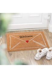 KDMD Natural Love Letter Valentine's Day Doormat - Heart & Envelope Design in Brown - Size: Medium - thumbnail 1