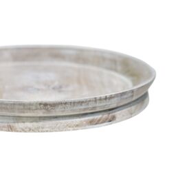 Ivyline Padstow White Wash Wooden Candle Tray D28cm - Matching Lanterns & Candle Holders Available - Made of premium quality wood - thumbnail 3