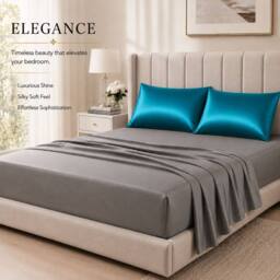 Grace Super Soft Pillow Cases 2 Pack Satin Silk Envelope Closure in Teal - Size: Standard Pillow Case - thumbnail 7