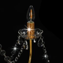 Berkfield Home Chandelier with Beads Golden 8 x E14 Bulbs in Gold - thumbnail 6