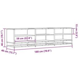 Berkfield Home TV Cabinet Smoked Oak 180x40x46 cm Engineered Wood in Brown - Size: 180 x 40 x 46 cm - thumbnail 9