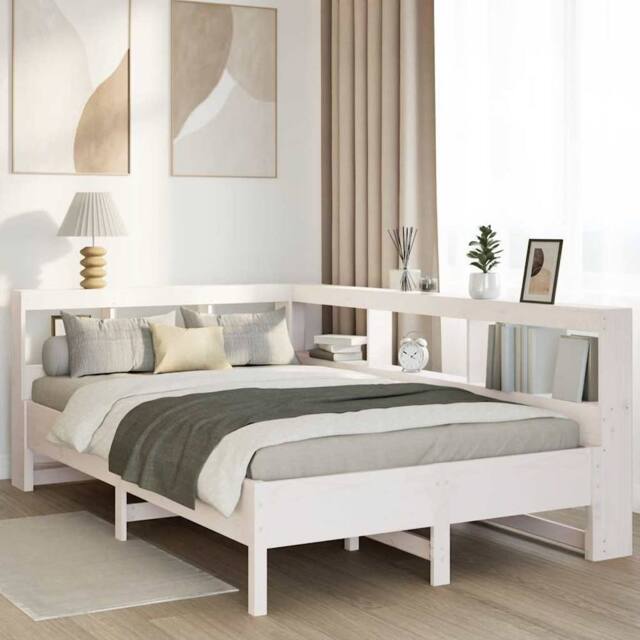 Berkfield Home Bookcase Bed without Mattress White 120x200 cm Solid Wood Pine - Size: Small Double - image 1