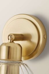 ValueLights Cheltenham Pair of Ribbed Glass Dome Adjustable Spotlight Wall Lights in Gold - thumbnail 6